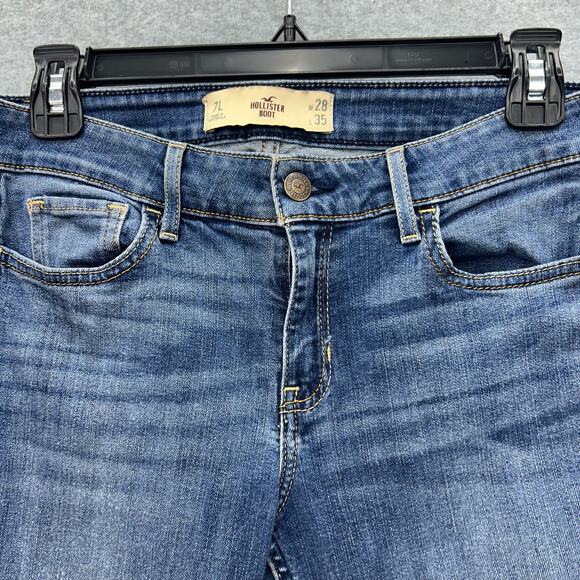 Holister Boot Cut Jeans Stretch Washed Blue Look Women’s Junior Size 7 Long - Picture 3 of 12